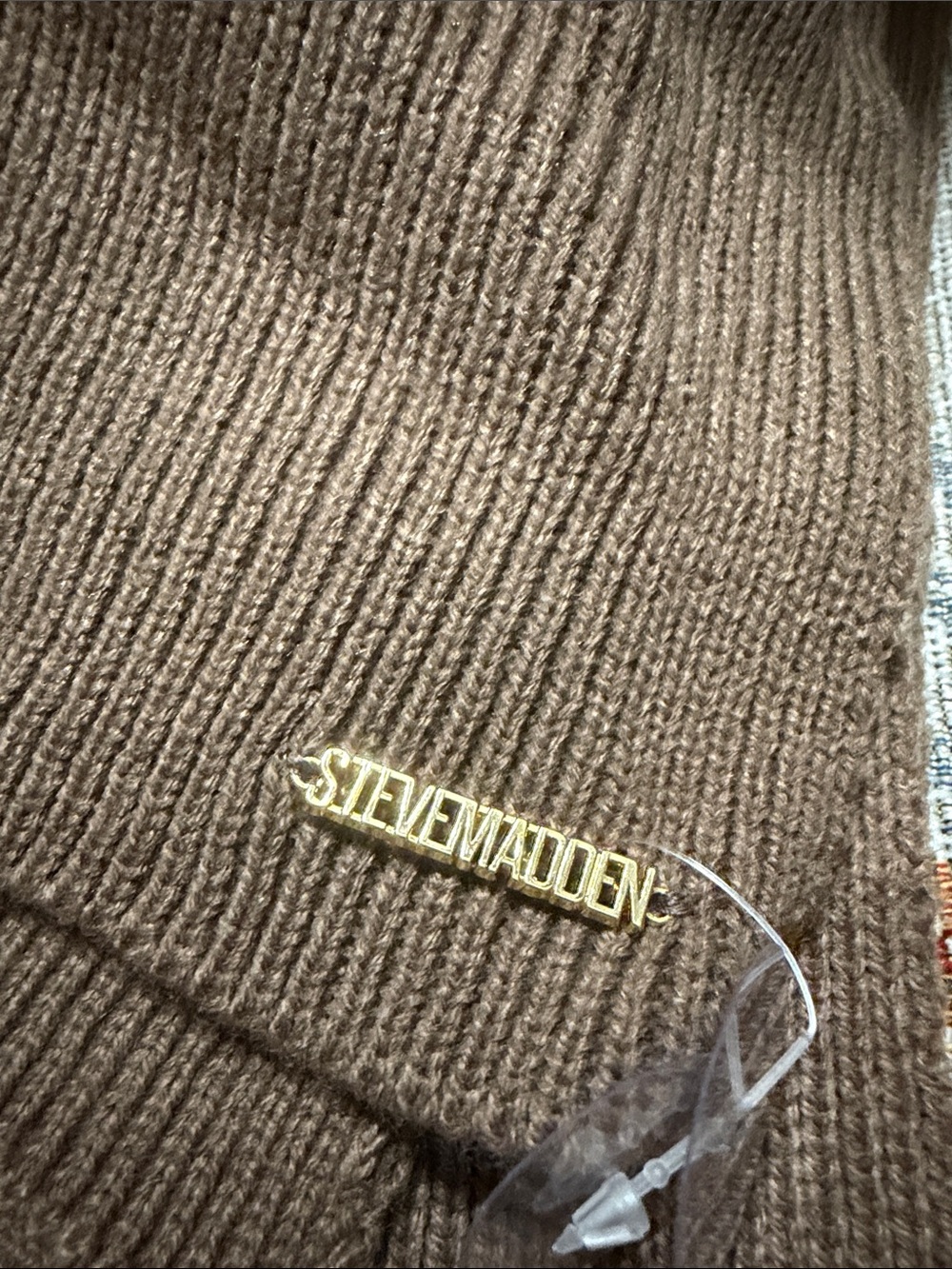 Steve Madden Chestnut Ribbed Knit Scarf